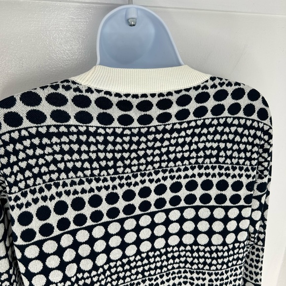 LOFT NWT Heart Dot Crewneck Sweater Size XS‎ White Navy Office Valentines Day - Picture 9 of 12